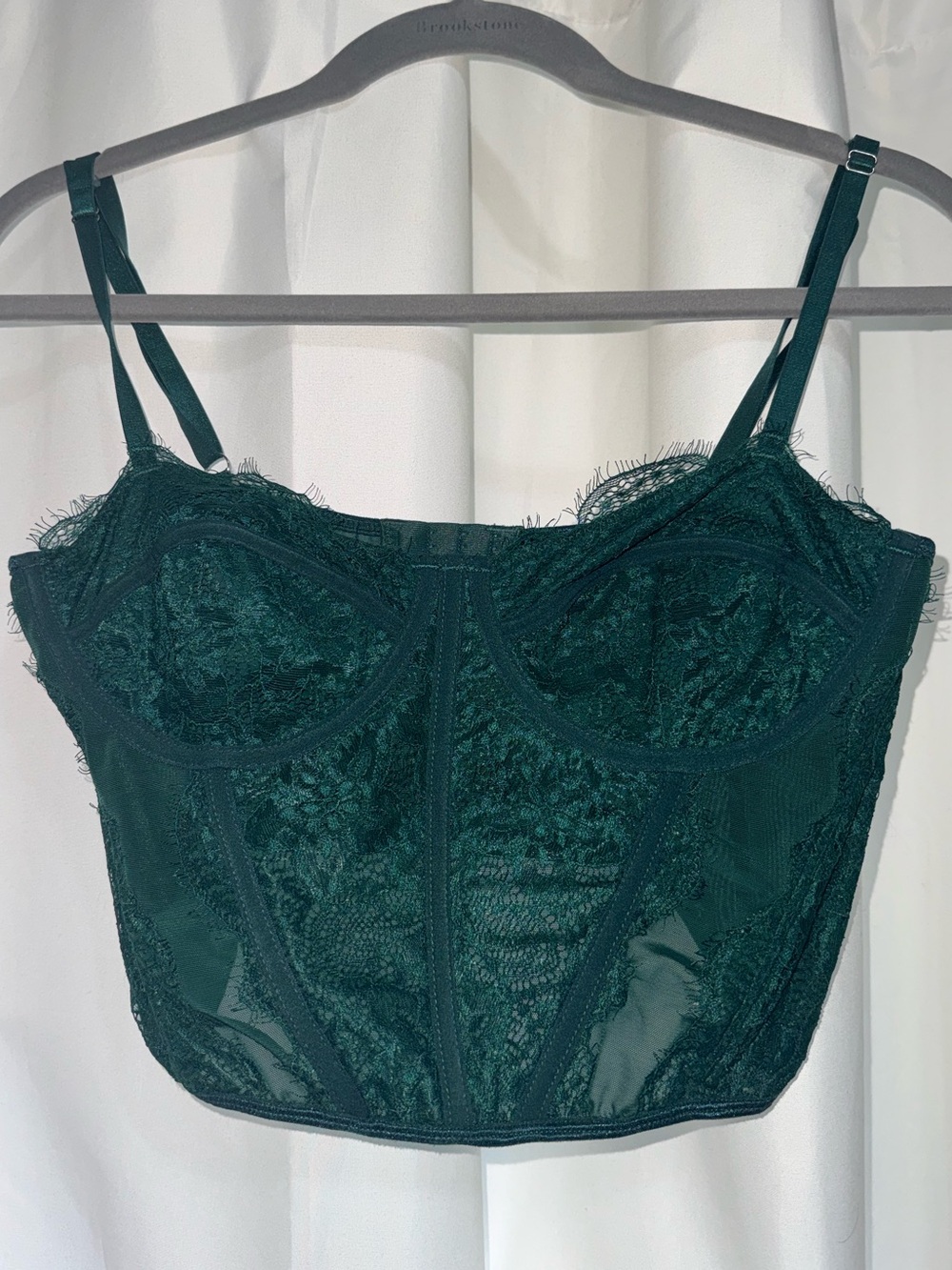 Women's Emerald Green Lace Corset Top
